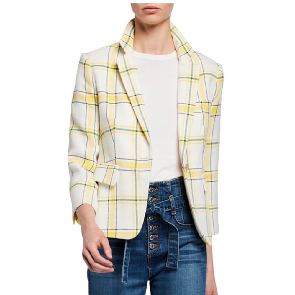 NWOT $595 Veronica Beard Schoolboy Shrunken Plaid Dickey Blazer Jacket Size 8